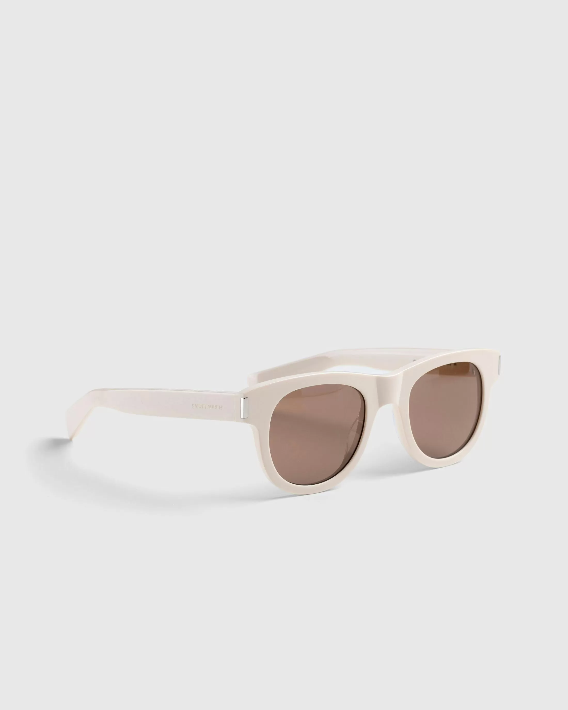 Best Sale Saint Laurent SL 571 Round Frame Sunglasses Ivory/Brown ivory-ivory-brown