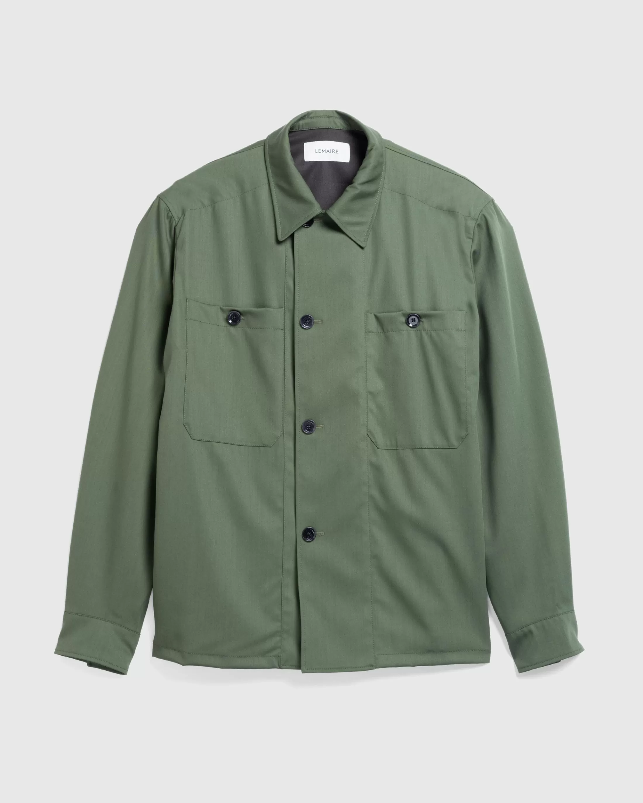 Shop Lemaire Soft Military Overshirt Smoky Green smokygreen