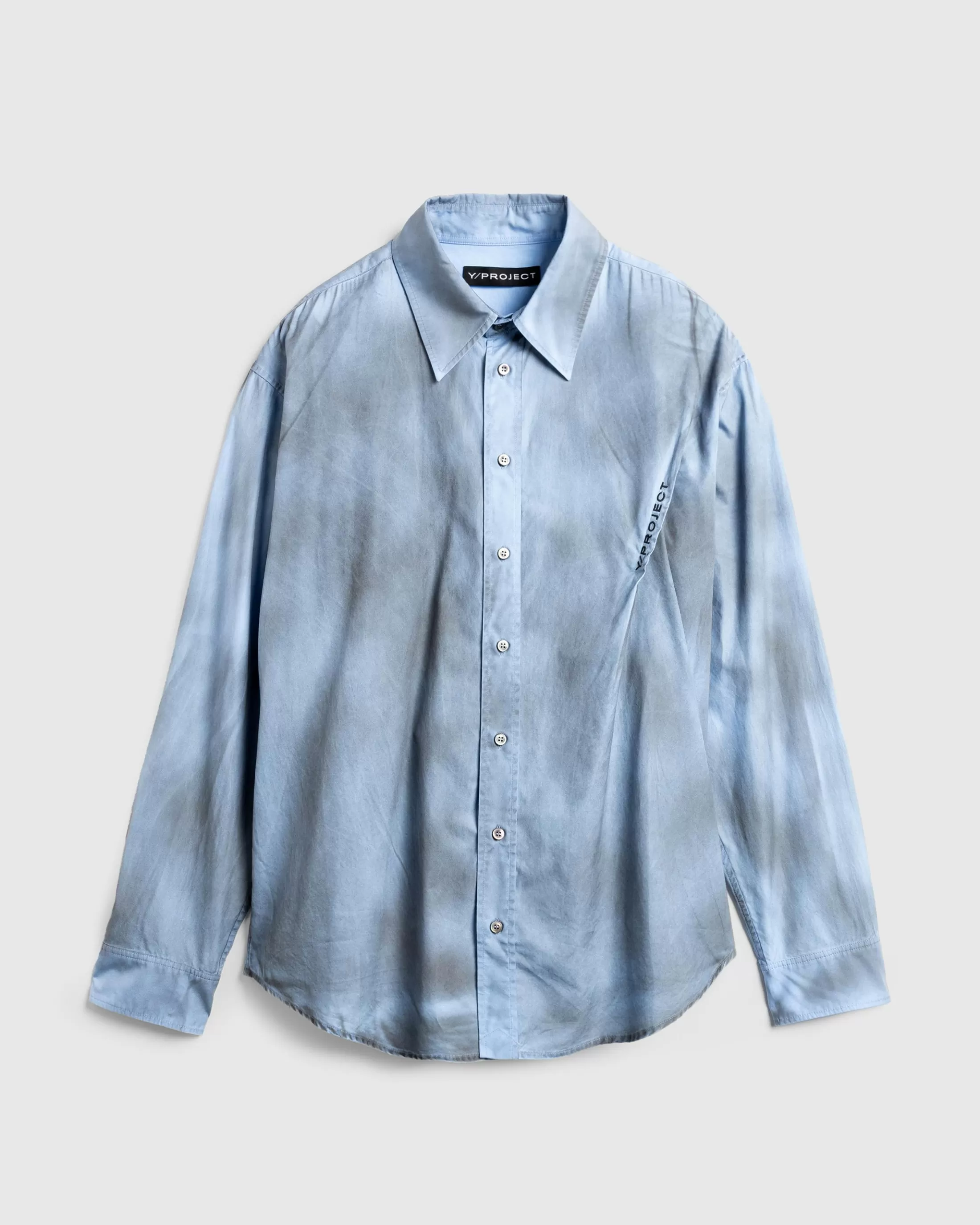 Cheap Y/Project Spray Pinched Logo Shirt Light Blue/Grey lightblue/grey