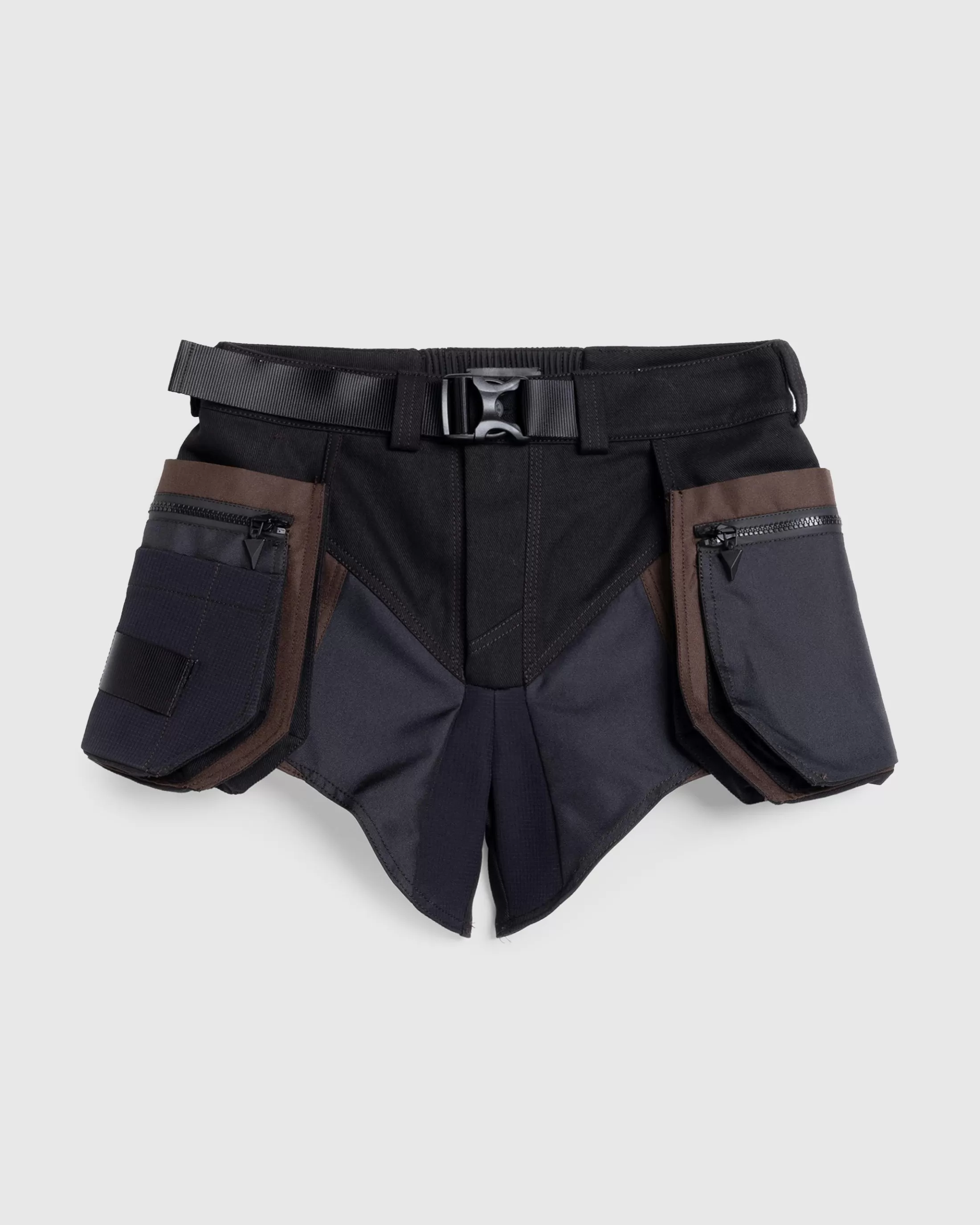 Discount Mugler Technical Fabric Cargo Shorts Black/Dark Chocolate