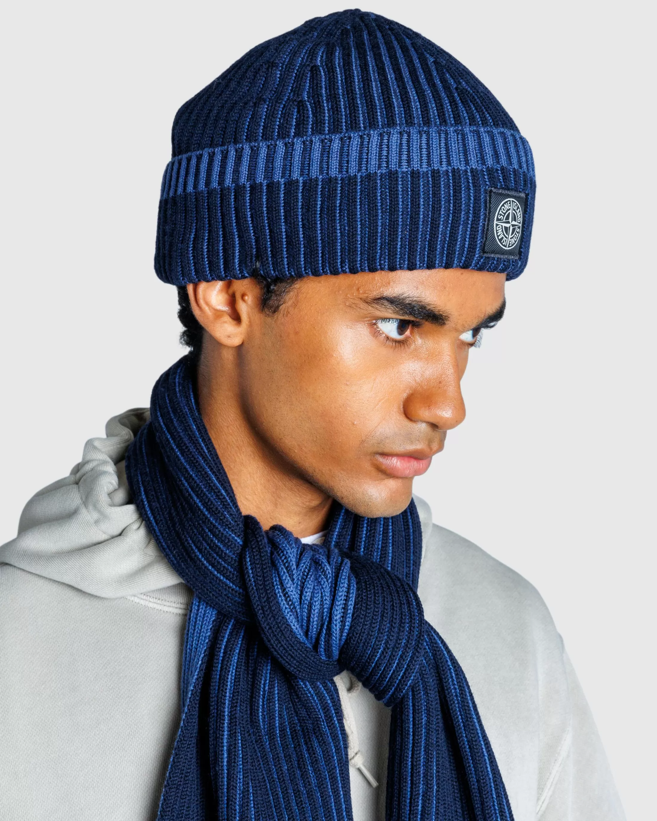 Clearance Stone Island Wool Beanie Navy Blue navyblue