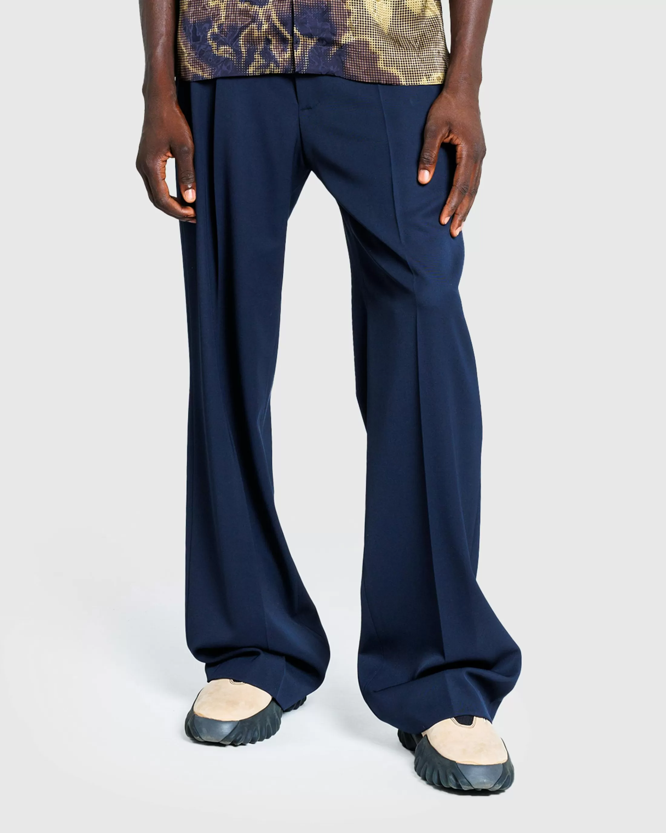 Flash Sale Dries van Noten Wool Flared Pants navy