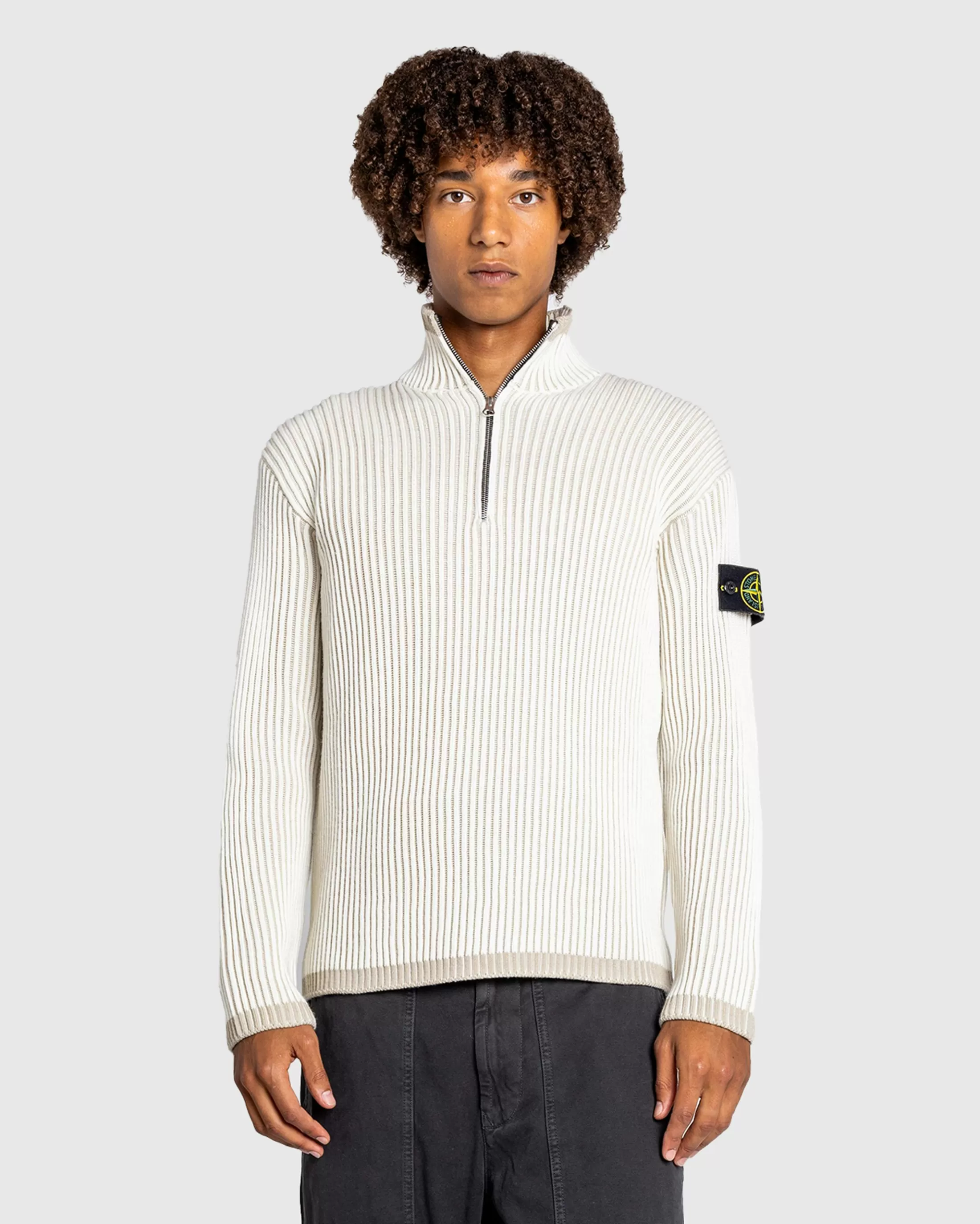 Online Stone Island Wool Half-Zip Sweater natural