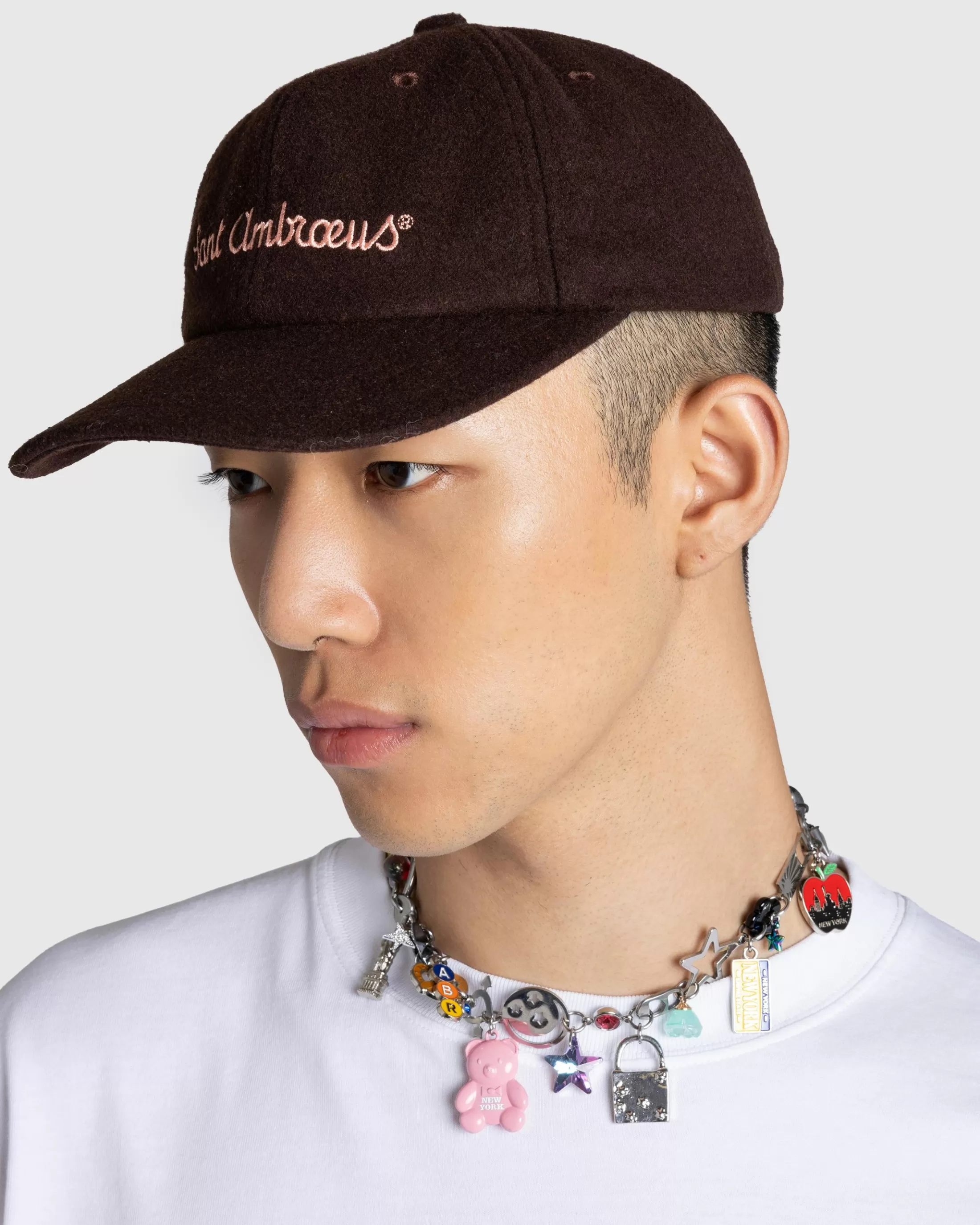 Cheap Sant Ambroeus Wool Logo Cap Dark Brown darkbrown