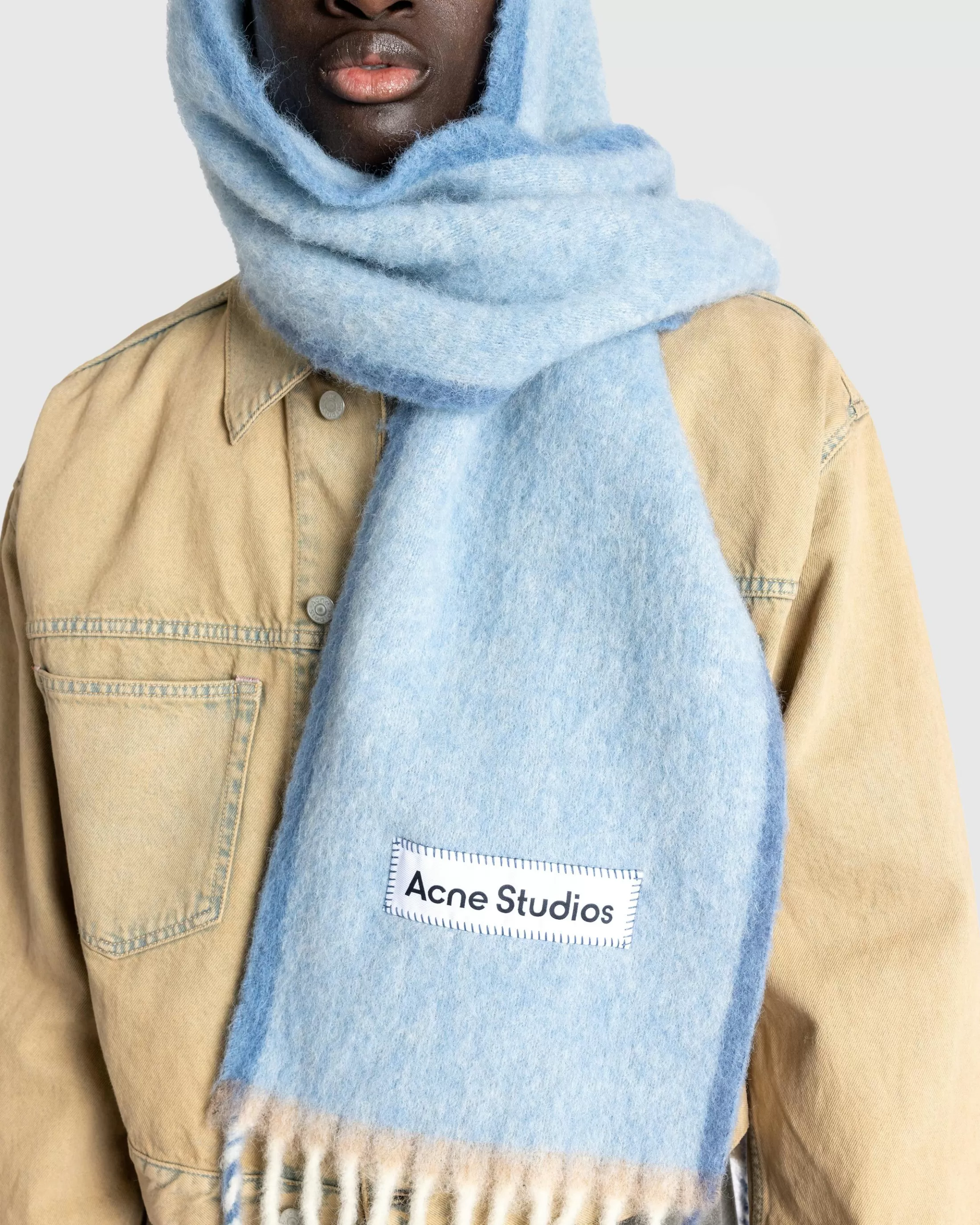 Cheap Acne Studios Wool Mohair Scarf denimblue