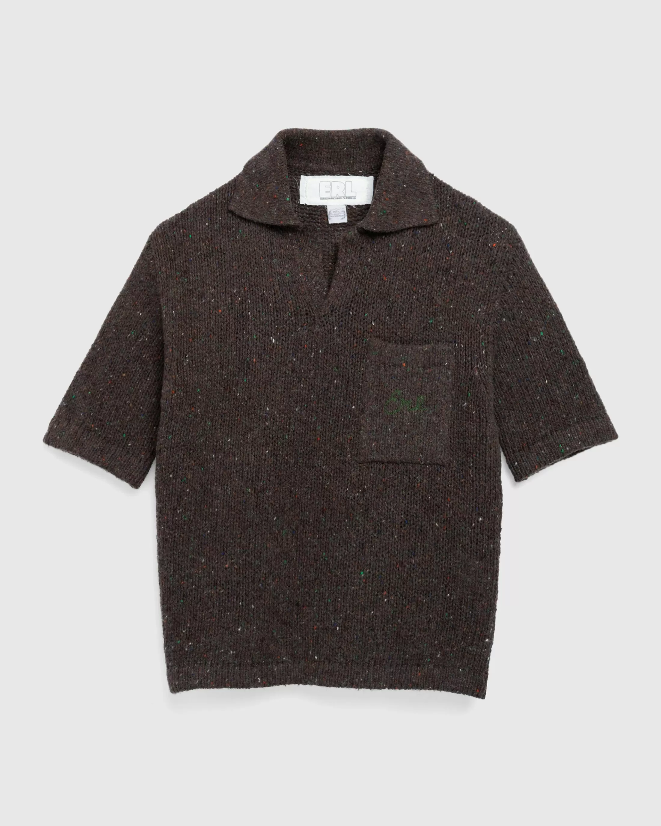 Cheap ERL Wool Polo Sweater Knit Dark Brown darkbrown