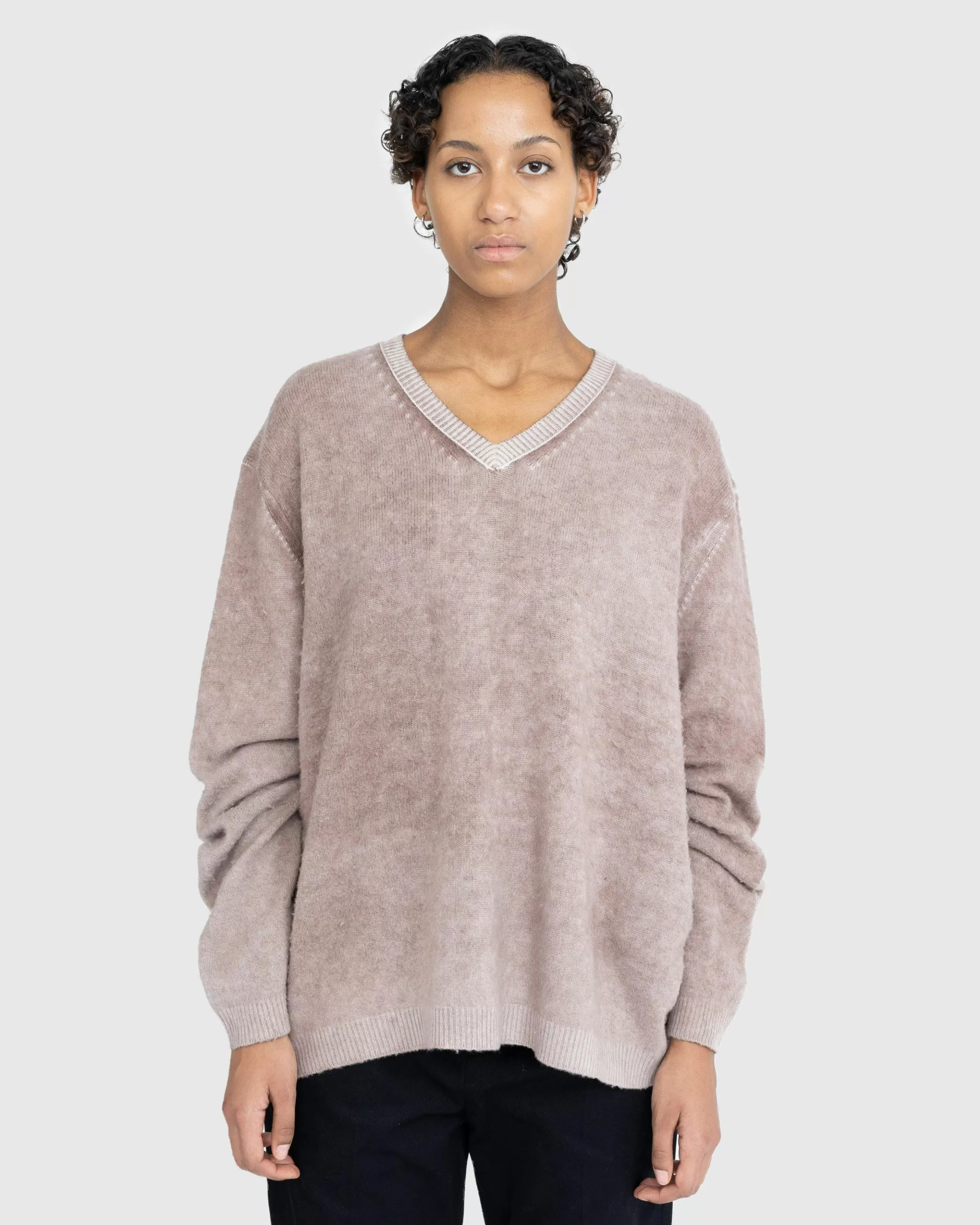 New Acne Studios Wool V-Neck Sweater brown