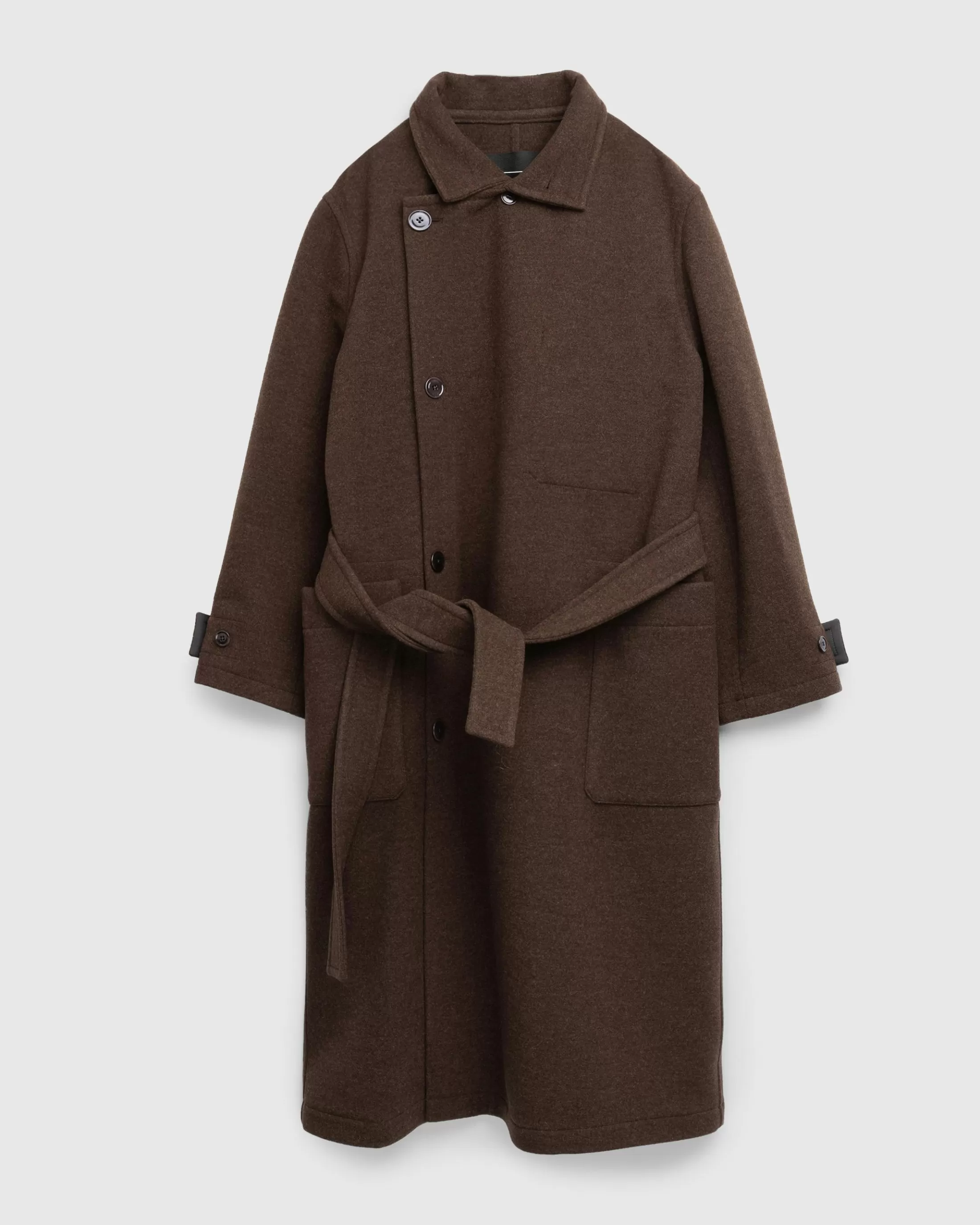 Discount Lemaire Wrap Coat With Contrast Stitch Brown Chine brownchine